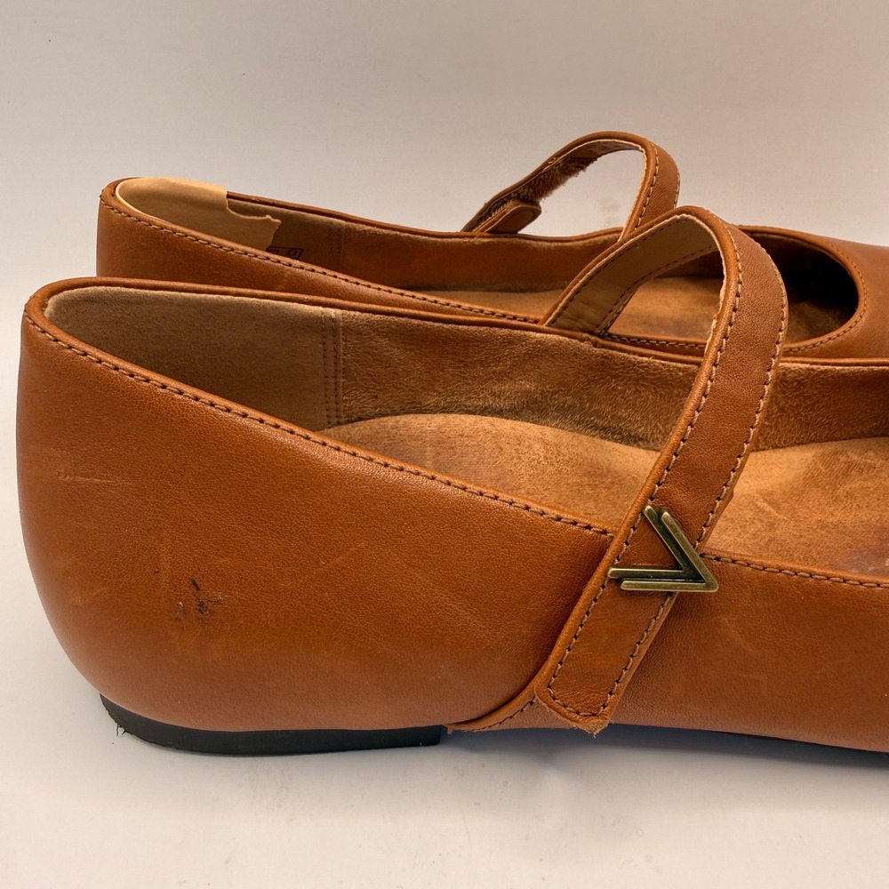 Vionic Alameda Mary Jane Flats Brown Leather Square Toe Strap Shoes Size 8.5 - Picture 2 of 7